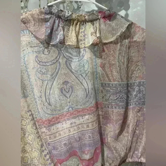 Zara Sheer Paisley Print Crop Top - Picture 9 of 9